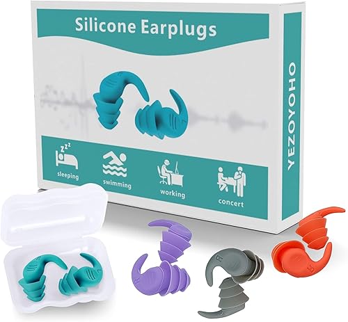 Tapones para los oídos silenciosos con reducción de ruido, tapones reutilizables de silicona suave, 4 pares en 4 colores, tapones para los oídos con
