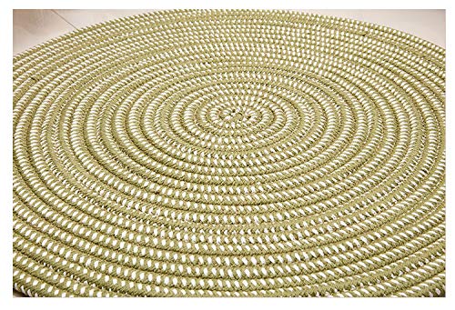 Hand Woven Round Area Rugs Living Room Bedroom Study Computer Chair Cushion Base Mat Round Carpet Lifts Basket Swivel Chair Pad Coffee Table Rug(2' Round, Green) #TOP4