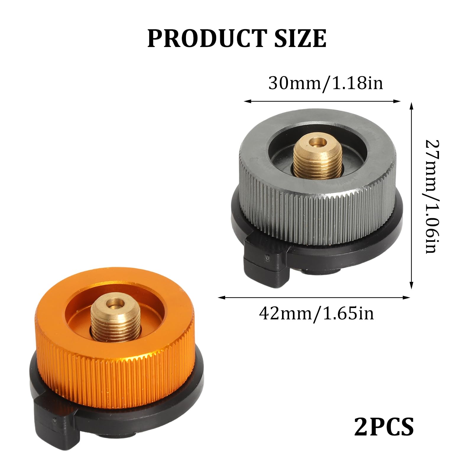 Adapter do kuchenki gazowej, adapter do kuchenki kempingowej, adapter do kartusza gazowego, 2 sztuki, do długich kartuszy gazowych i kuchenek dzielonych z samozamykającym się