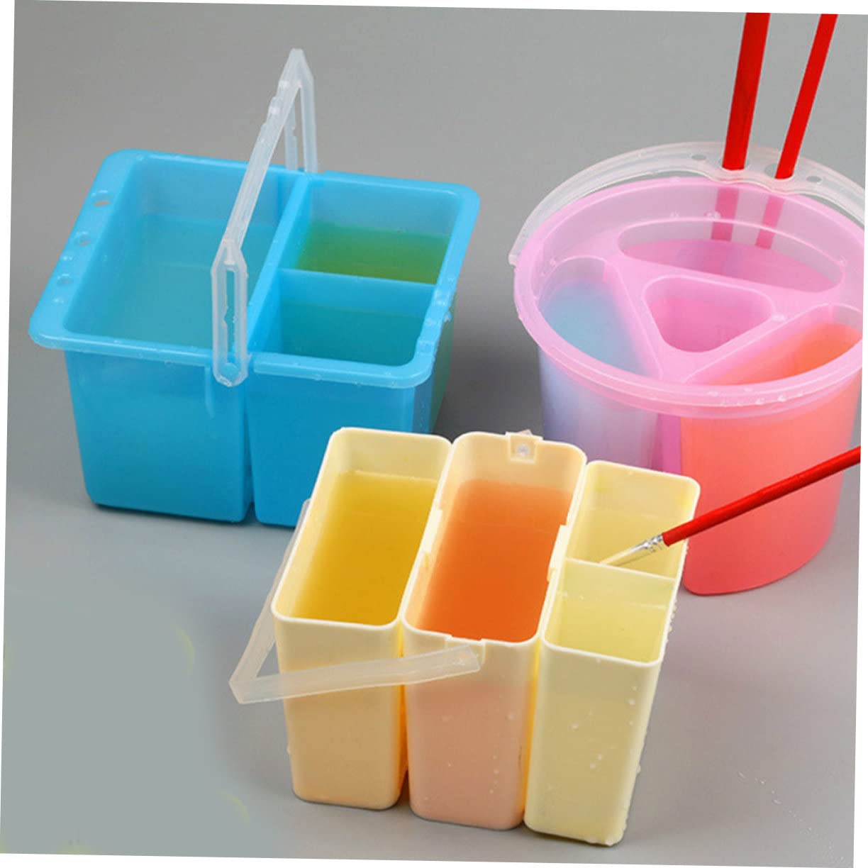 KALLORY Paint Cleaning Bucket Pen Washing Bucket Plastic Brush Multi-functional Art Painting Holder