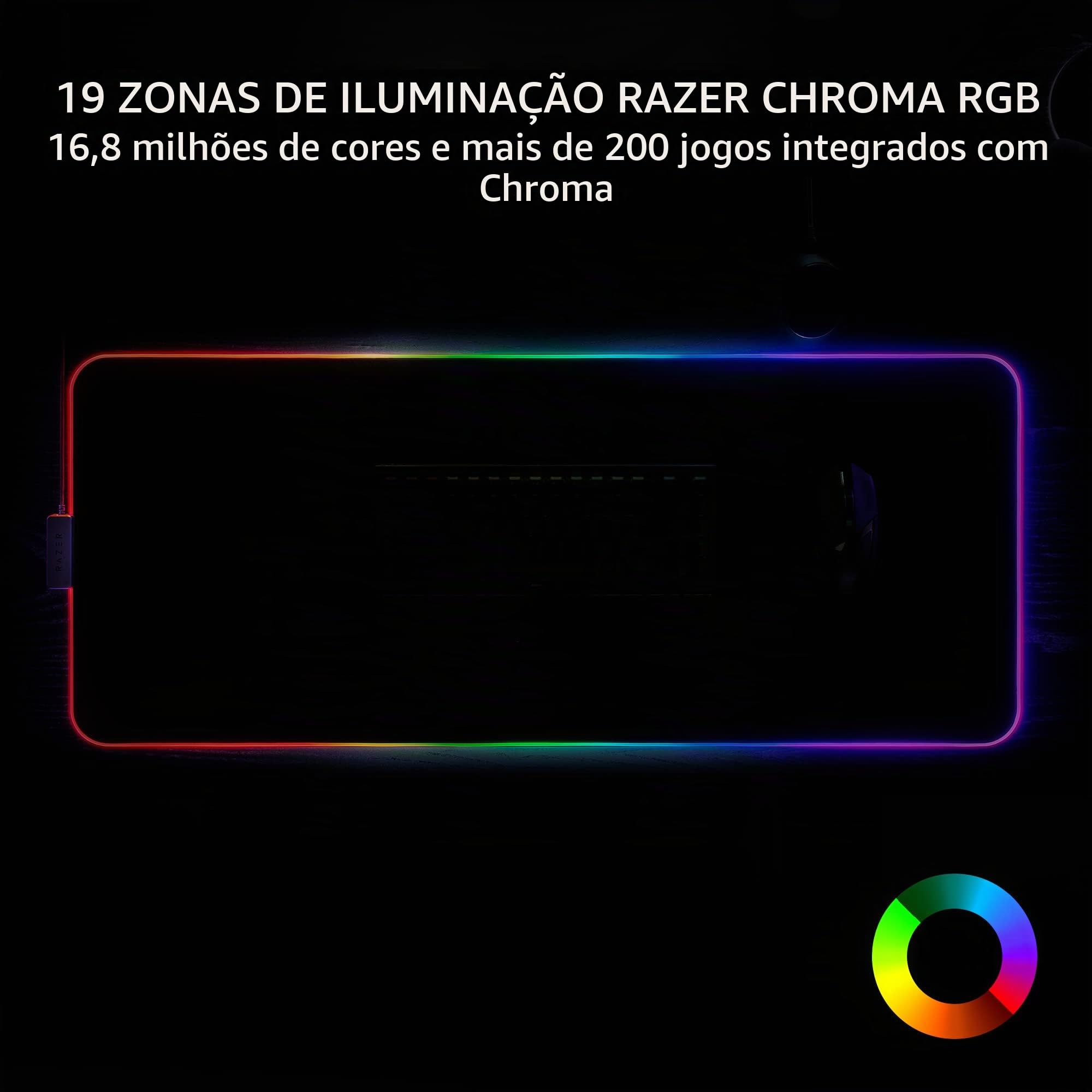 Razer Strider Tapete Híbrido Macio/Rígido - 19 Zonas de Iluminação