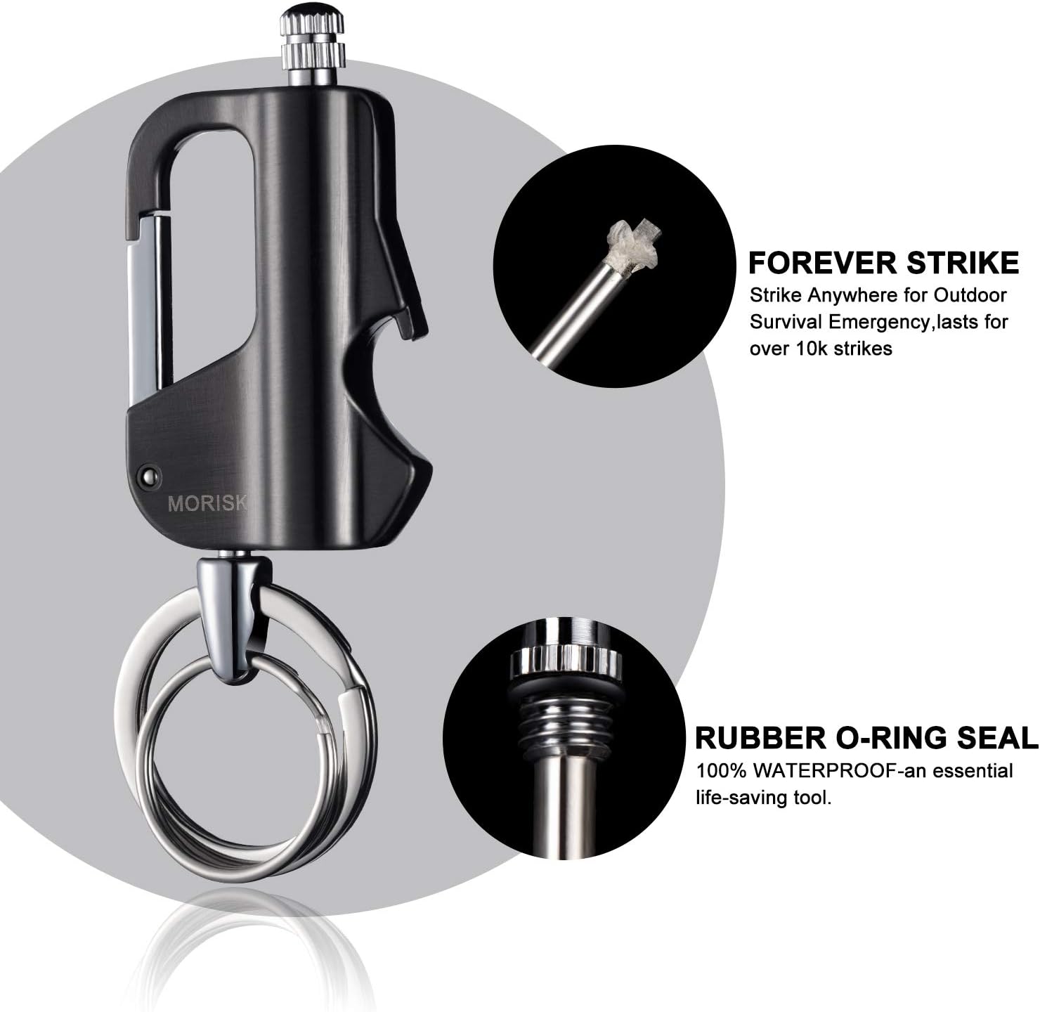 Morisk 2 Pack Permanent Match Keychain with Bottle Opener, Waterproof Flint Fire Starter Survival Match, EDC Key Chain Firestarter/Forever Matches for Outdoor Emergency, Cool Men’s Gift : Sports & Outdoors
