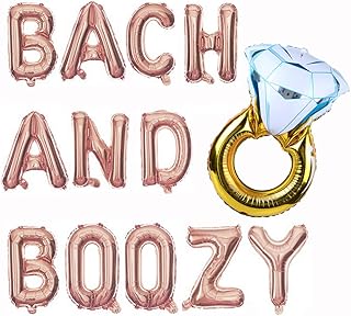 Flunyina Bach And Boozy Balloons Bachelorette Party Decorations Bach and Boozy Banner Rose Gold Foil 16" Balloons and 30" Gold Diamond Balloon Bachelorette Party Supplies for Bride Shower Decoration