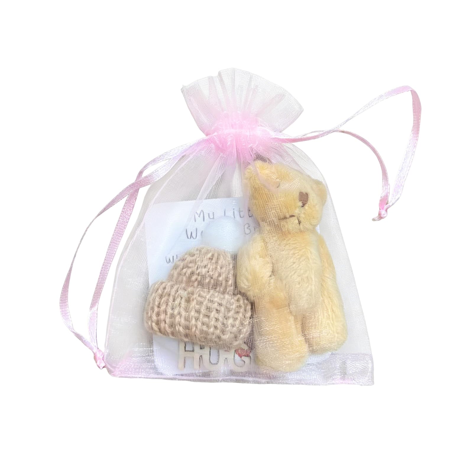 Larfraecy Worry Bear with Inspirational Card Pocket-Sized Teddy Bear for Anxiety Relief Worry Monster Good Luck Small Teddy Bears for Women Men Friends Graduation Gift for Thinking of You Birthday