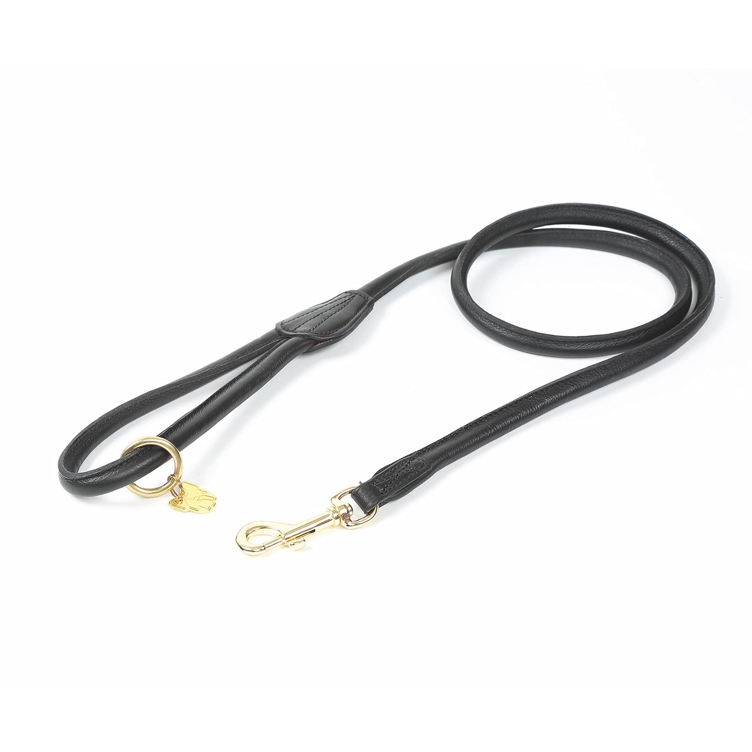 Shires Rolled Leather Dog Lead One Size Black