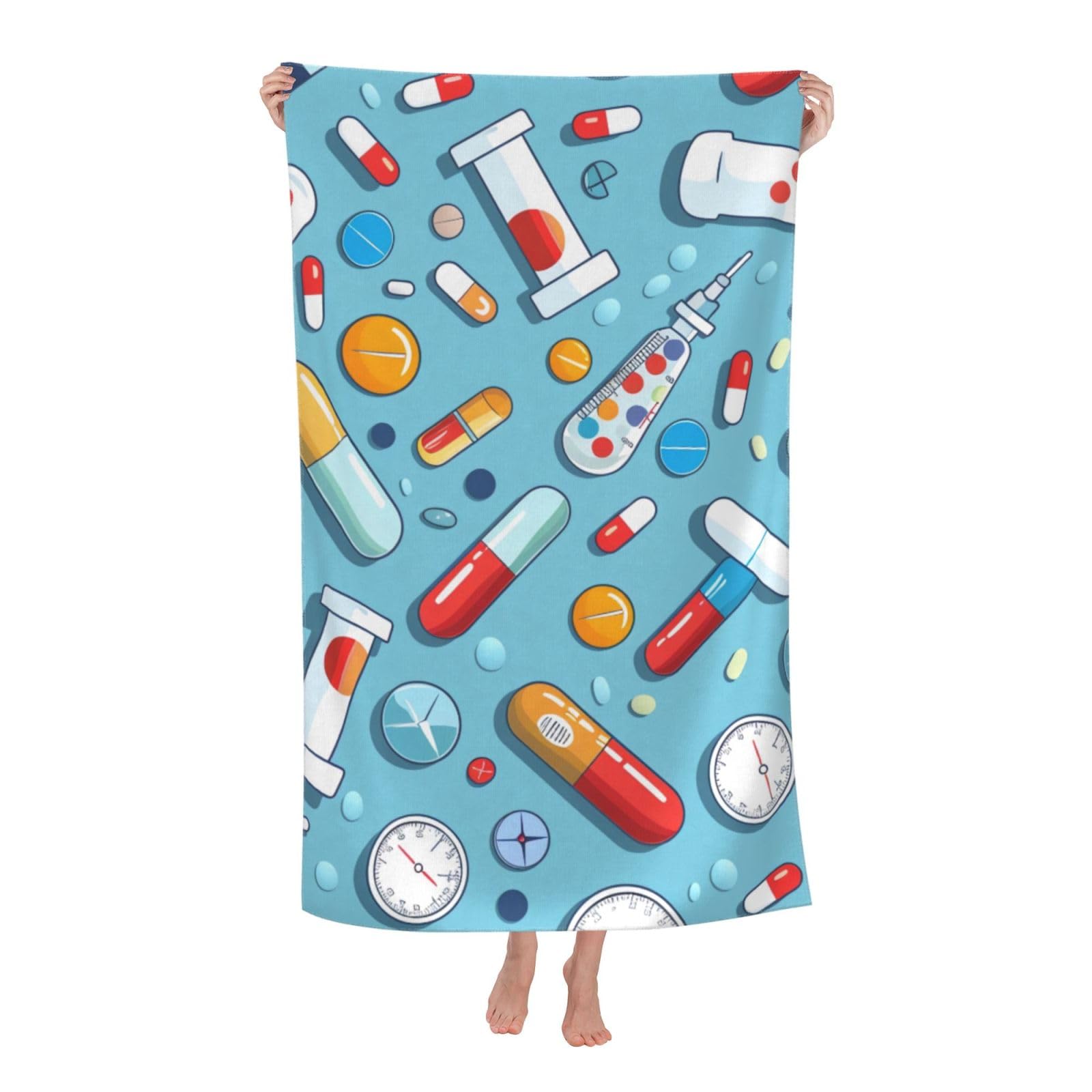 BWWHCCTI Cartoon pattern Printed Quick Dry Bath Towel, Soft Microfiber Towels Fast Drying Beach Towels for Travel,Camping,Gym,Swimming,Yoga