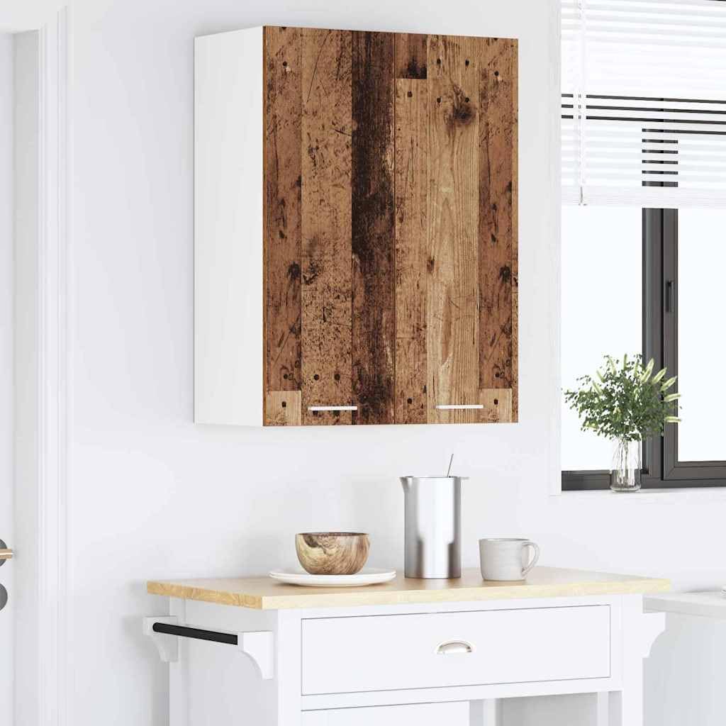 Hängeschrank mit Speicher Altholz 60 x 31 x 80 cm Holzwerkstoff, Küchenschrank mit Stauraum, Mehrzweckschrank mit Tür, ideal für Vorratsschrank, Organizer, Esszimmer, Arbeitsplatte
