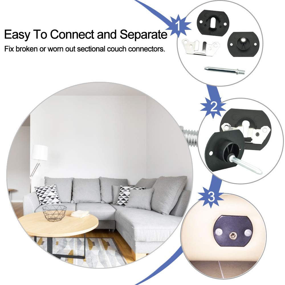 GOLRISEN 4 Pairs Furniture Connectors, Black Sofa Connector, Universal