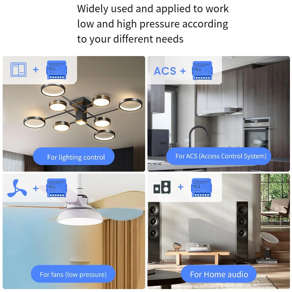 Relé inteligente WiFi de contacto seco, control por voz, temporizador, funciones de programación de cuenta regresiva para Tuya, para control de iluminación, ACS, ventilador de audio (AC110V-240V)