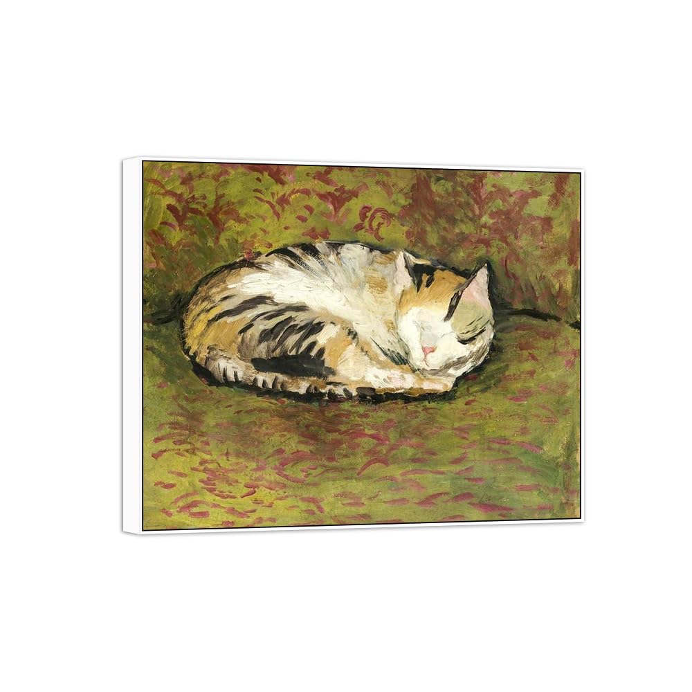 Sdyskkug White Frame August Macke Famous Wall Art For Living Room. Cat. Canvas Artwork Picture. Prints Reproduction Modern Home Decor 72X60cm