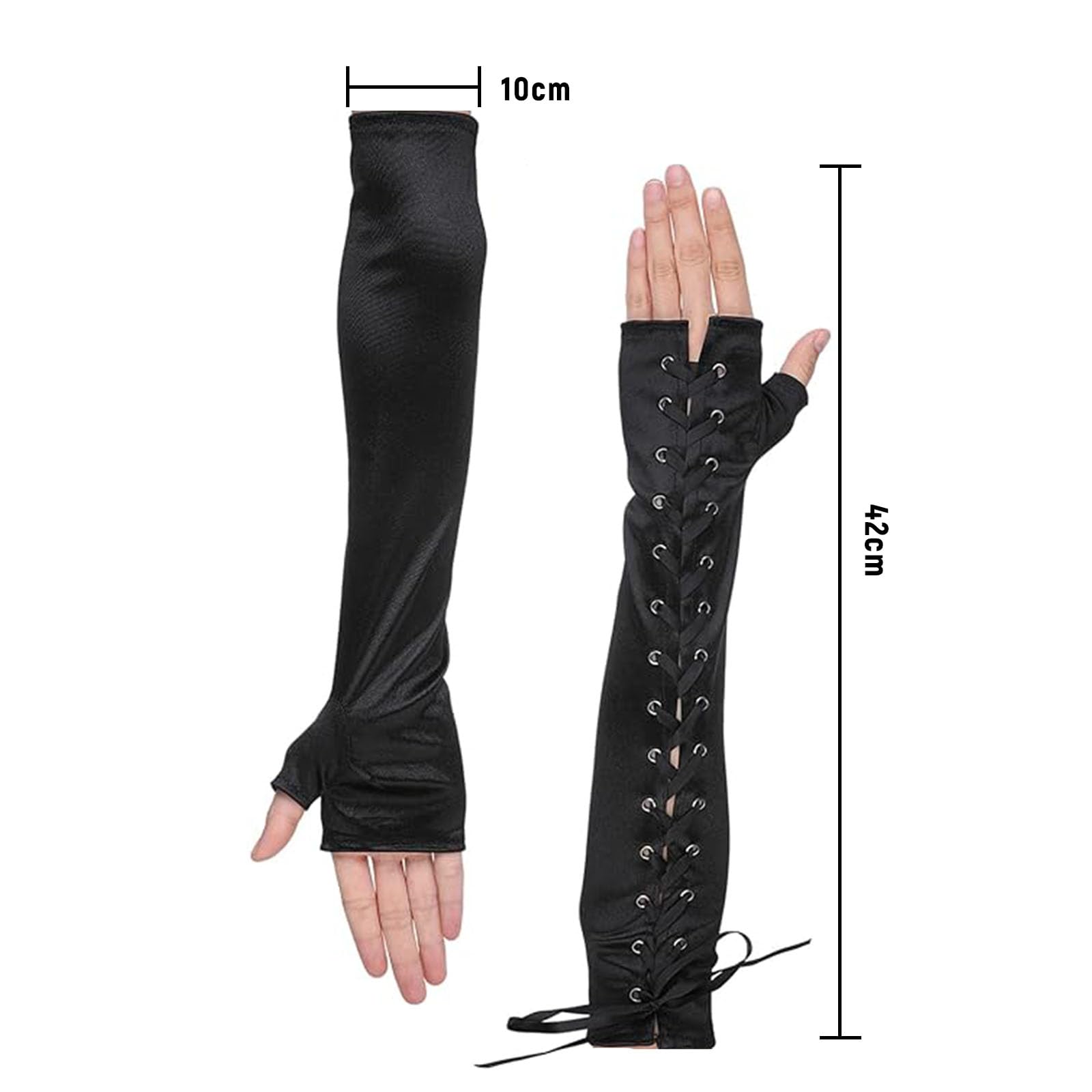 ASFWAGQ Steampunk Fingerless Gloves for Women Adjustable Long Gloves Costume Accessories for Evening Parties Balls, Cosplay - Image 2