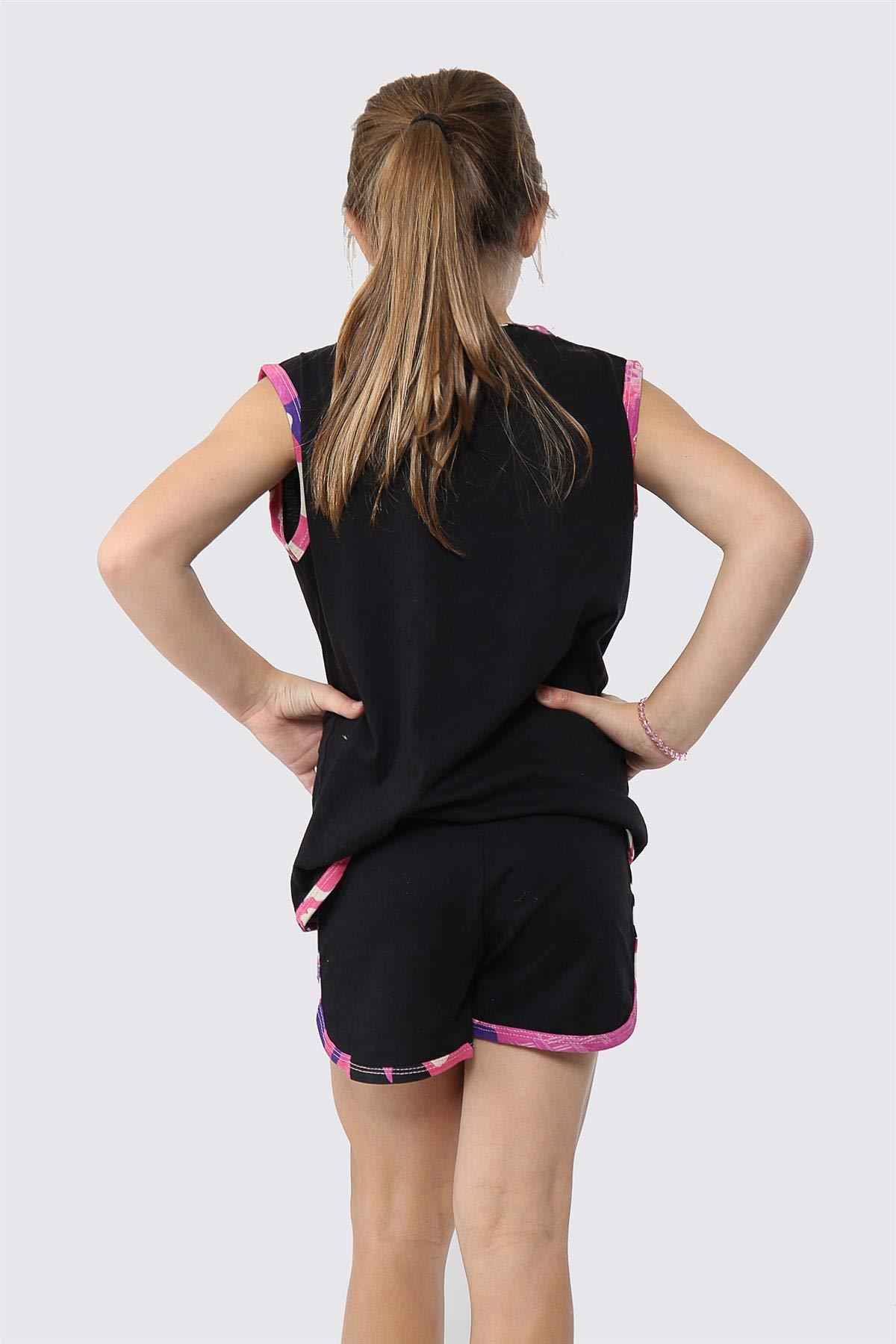 A2Z 4 Kids niñas Conjunto De Shorts 100% Algodón Camuflaje Tape Camiseta Shorts Lightweight Comfortable Verano Chaleco Top Outfit Set Edad 5-13 años