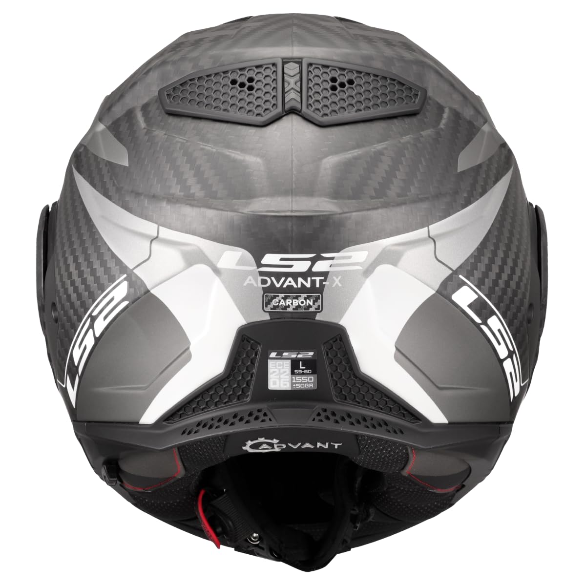 LS2, Casco Moto Modular ADVANT X CARBON HORIZON Matt Silver Grey, XXL