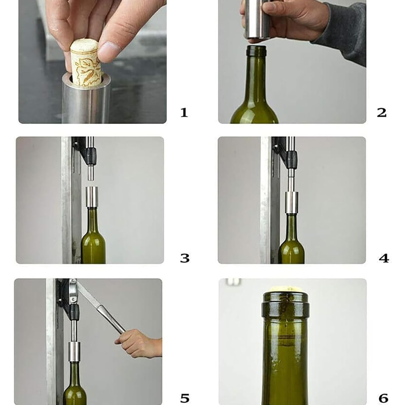 Corker manual para botellas de vino, acero inoxidable, 300 botellas por hora, altura ajustable, para uso doméstico y comercial