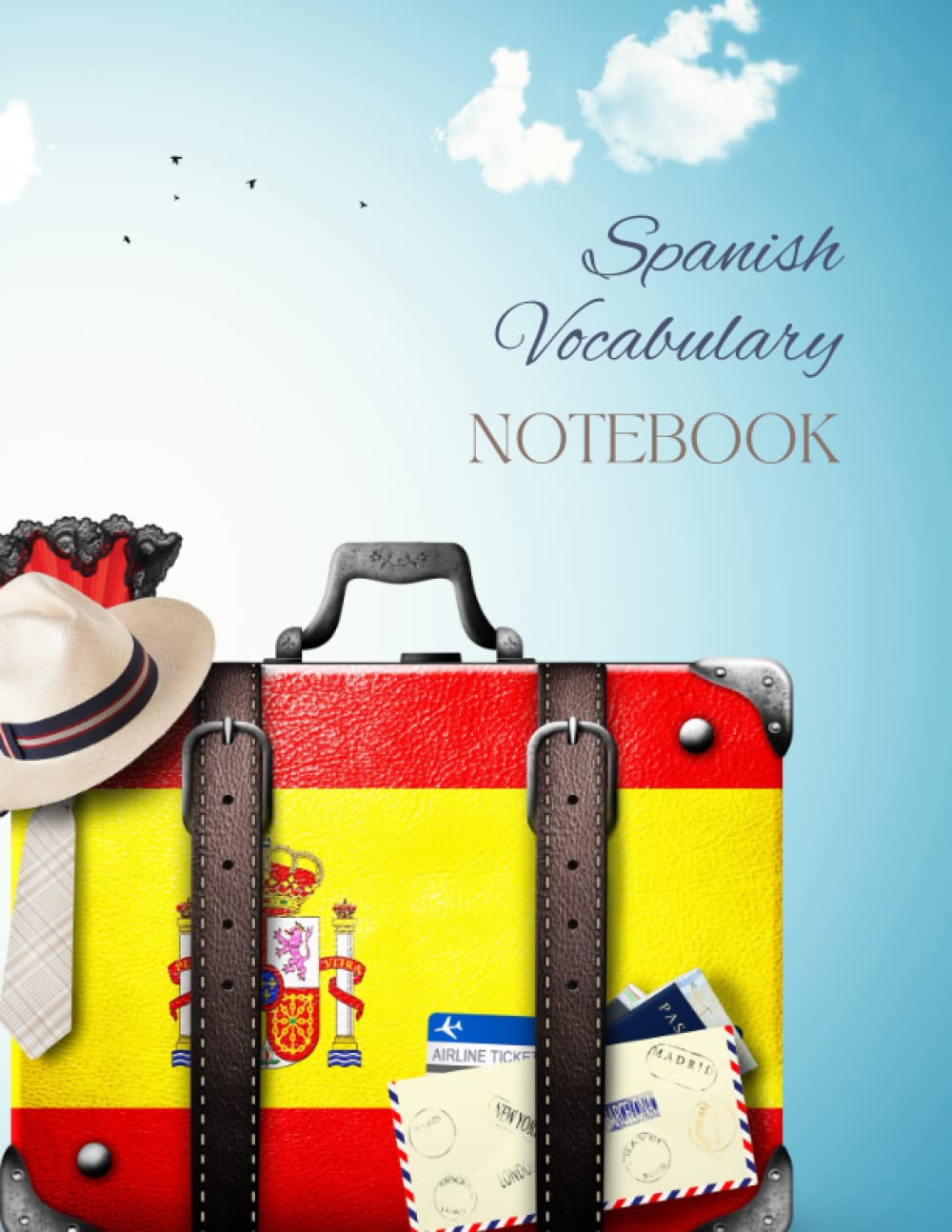 Spanish Vocabulary Notebook: Red Minimalist Workbook to Master Spanish Language, Worksheets to Help in Remembering Spanish Word&Improving The Writing, ... Down Spanish Words with their Translation