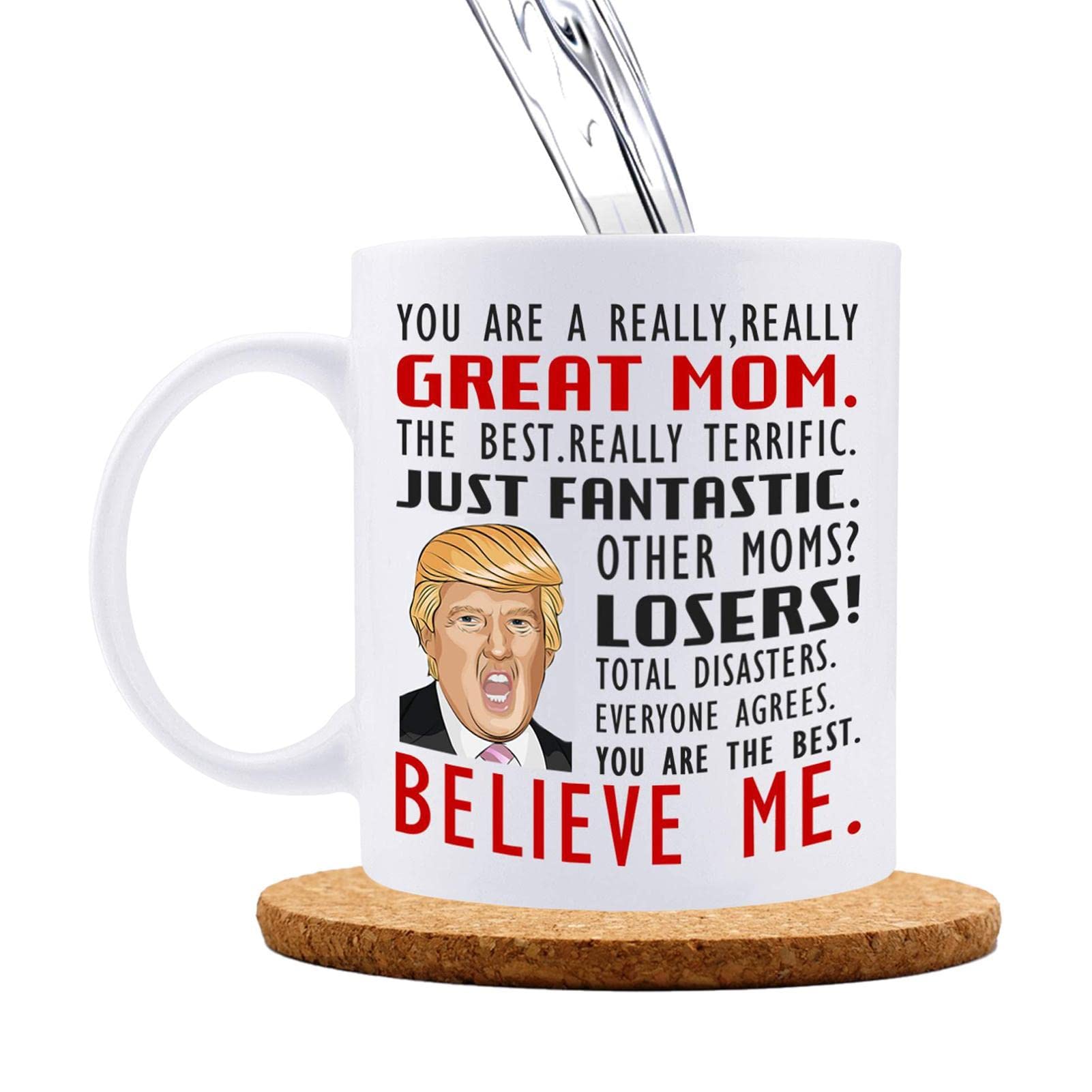 Pratvider Trump Tea Mug - Funny Waggish Ceramic Coffee Mug Hilarious,350ml Coffee Mug Great Mom I Love You You are A Great Dad Republican Mothers Day Birthday Parents Gifts
