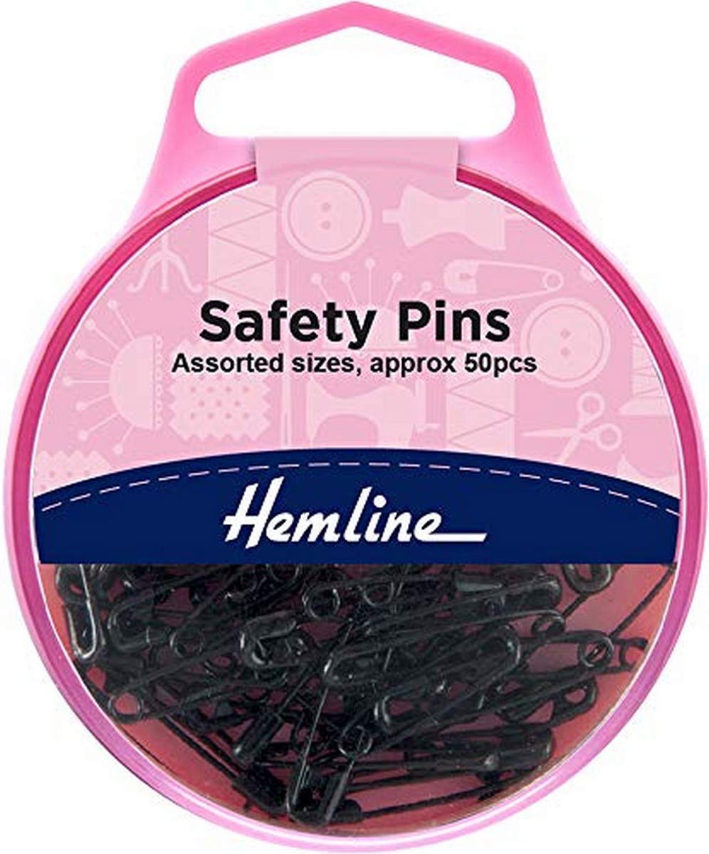 Hemline Black Safety Pins - Assorted Sizes