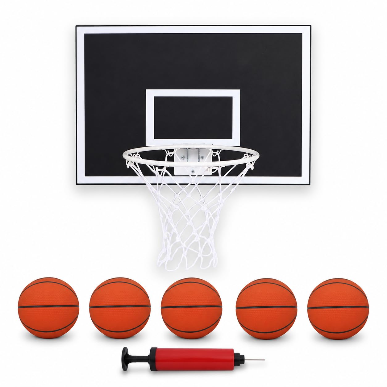 CALIKIWIPROS Mini Basketball Hoop Set Pro League Decorative Solid Wood Wall Mount, Includes 9’ Hoop &amp; 5 mini Basketballs, Classic Look with Colors Matching Some pro Teams.