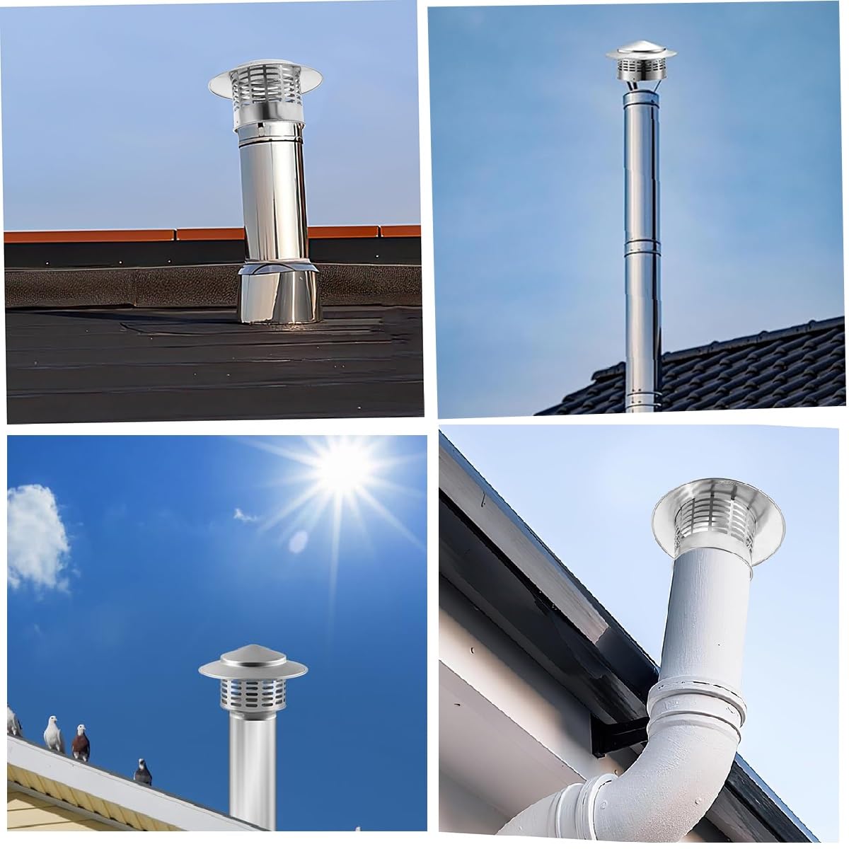Sombrerete Chimenea Tapa de Lluvia de Acero Inoxidable 304 Protector Contra Chimenea cónica para tubería de Chimenea al Aire Libre(160mm)