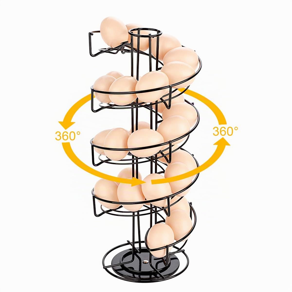 Toplife Distributeur Oeuf, Distributeur Oeuf Spirale Rangement Contient Environ 30-36 Oeufs, Support à Oeufs Peut Ranger et Marquer dans l'ordre - Noir