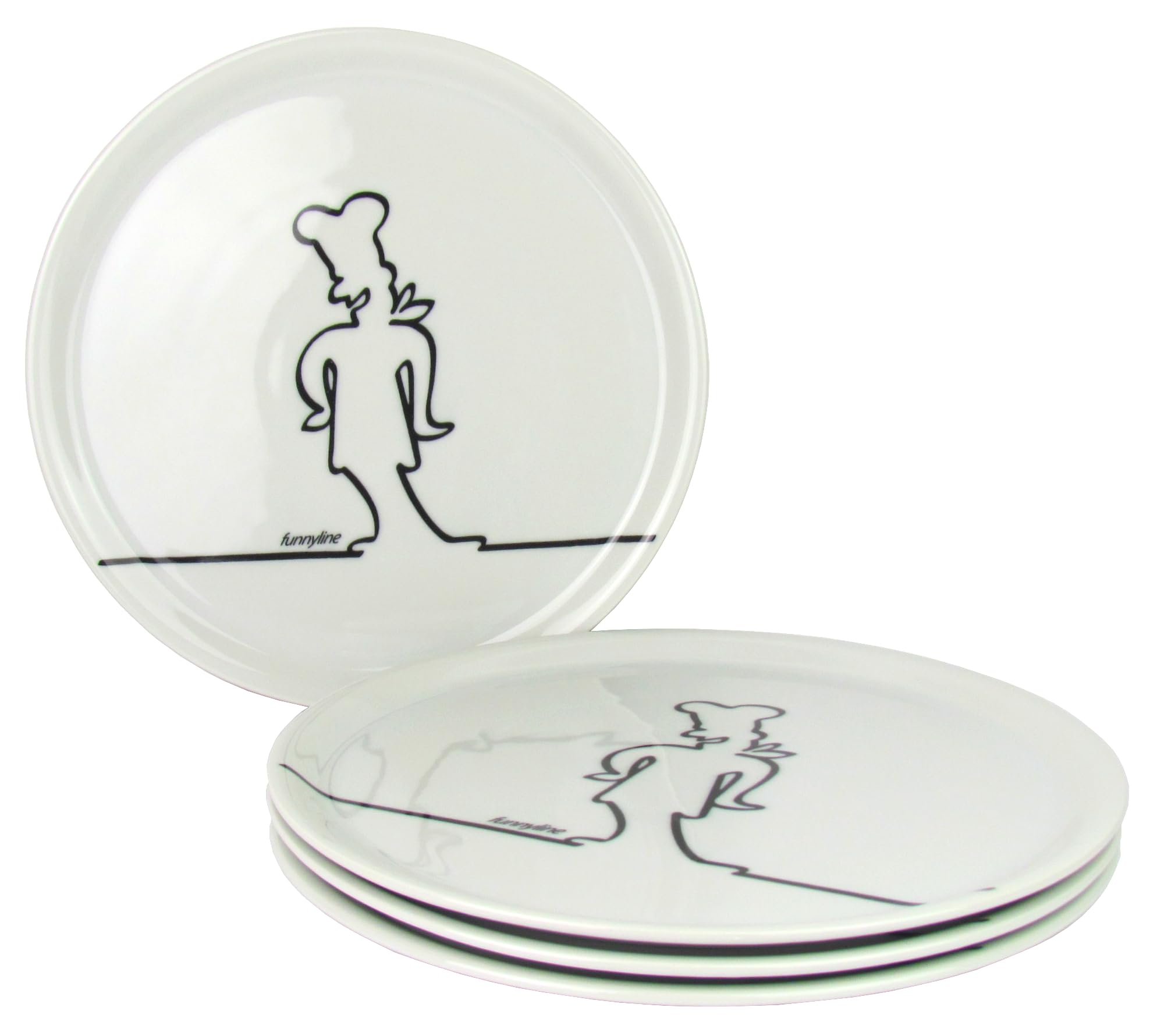 Lentz Platos para pizza de 31 cm de diámetro, de porcelana con divertido diseño de cocina (juego de 4)
