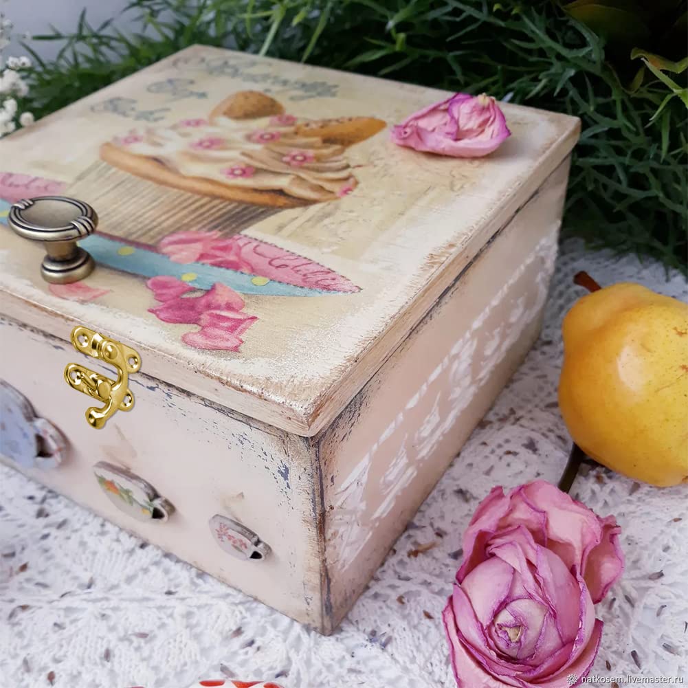 Gancio Scatto Hasp,Antico Hasp Gancio,Hasp Antico Legno,Gancio a Scatto Hasp,oro Scatola di Legno Hasp,Antico Hasp,Bronzo Hasp,Hasp Gancio,per Portagioie,Scatole Regalo,Scatola in Legno,4 Pezzi