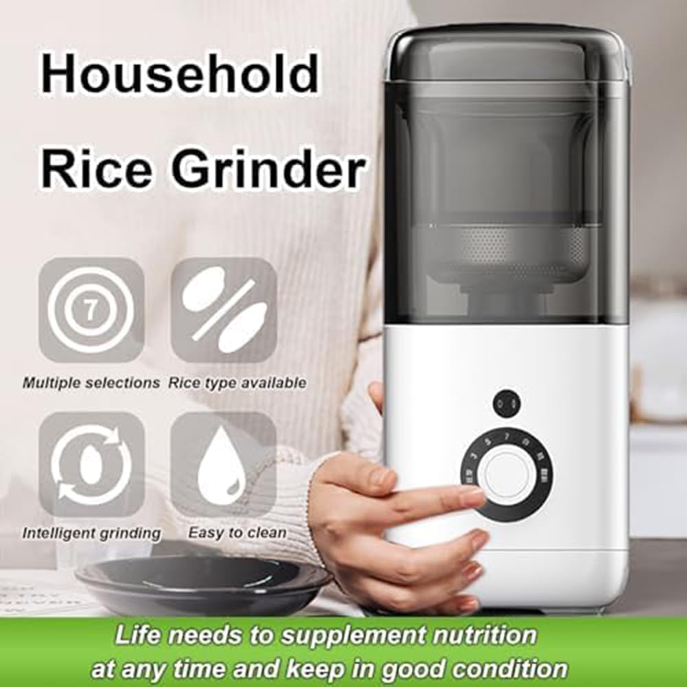 Macchina elettrica per riso, separatore da 300 W con 7 marce per fresatura di precisione, capacità 480 ml, produce riso in 3 minuti, ideale per uso domestico