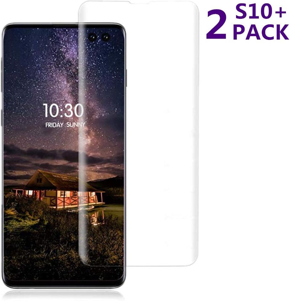 Galaxy S10 Plus Screen Protector, [2 - Pack] Half Screen Tempered Glass Screen Protector [Case Friendly] [Anti-Scratch][Anti-Fingerprint][Bubble Free] Compatible Samsung Galaxy S10 Plus (6.4 inch)
