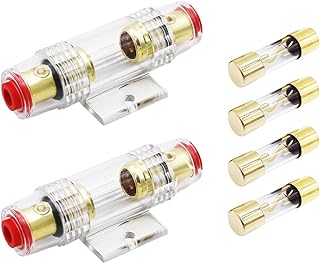 Carviya 4-8 Gauge AWG in-line Waterproof Fuse Holder with Four 30A 30Amp AGU Type Fuses For Car Audio/Alarm/Amplifier/Compressors (30Amp, 2 Pack)