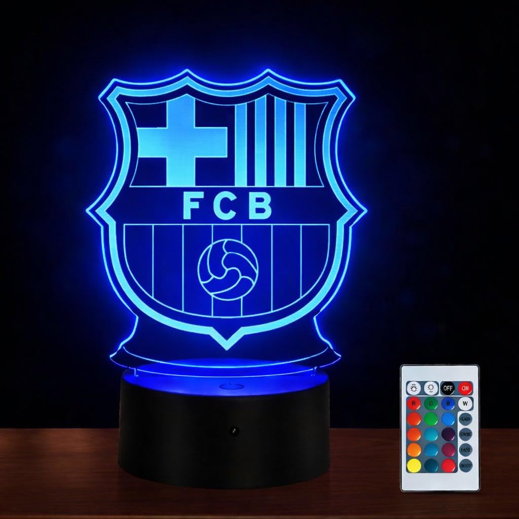 Lámpara 3D Fútbol para Niños, Luz Nocturna LED 16 Colores con Mando a Distancia, Lámpara Infantil con Control Táctil y USB, Regalo Original para Pequeños Fans del Fútbol