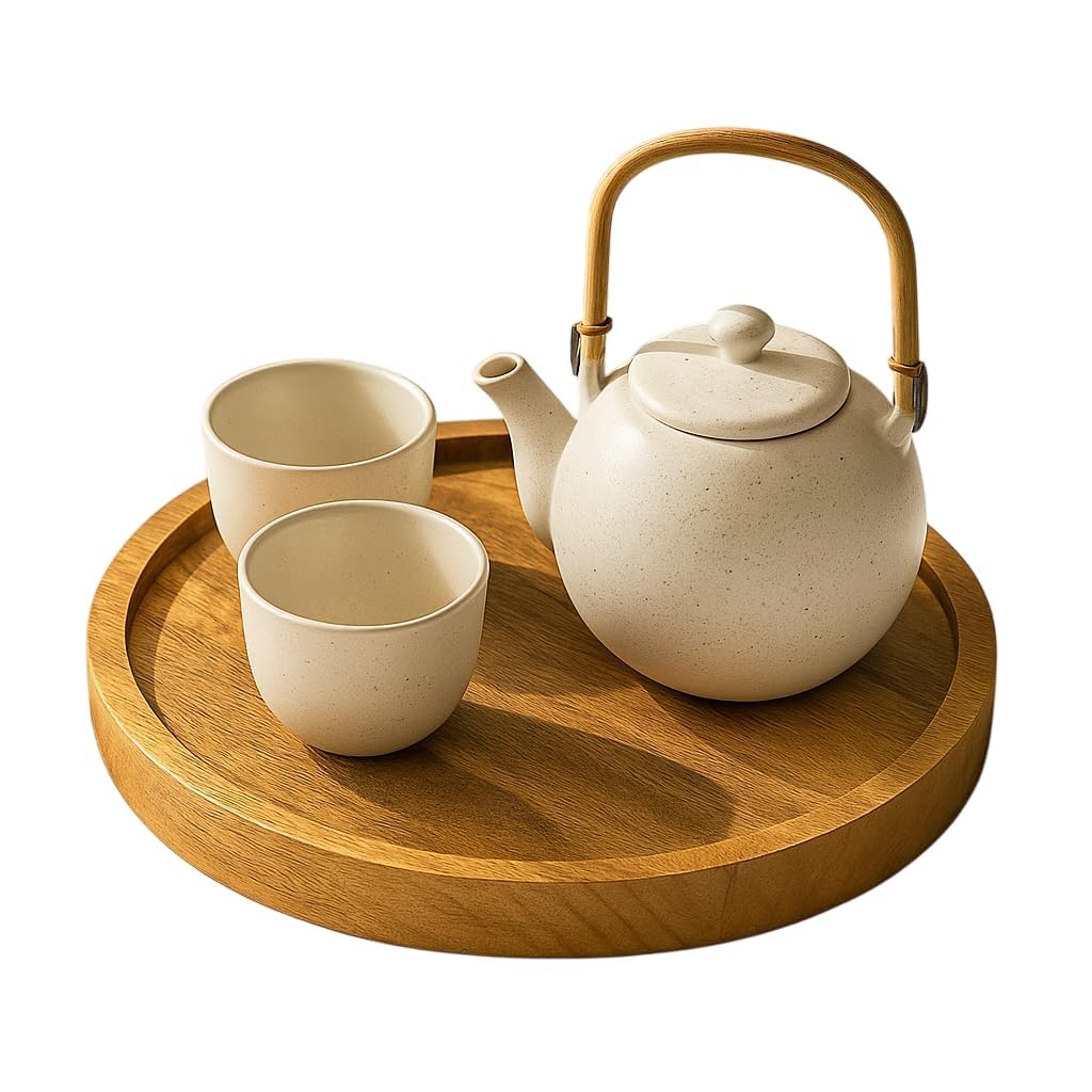 Wooden Round Serving Tray for Snacks, Tea, Coffee & Breakfast | Premium Multipurpose Wooden Platter for Dining Table, Kitchen, Home Décor & Entertaining Guests-image-0