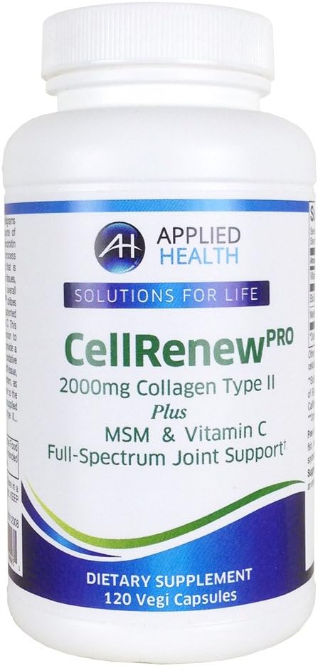 CellRenew PRO 2000mg Hydrolyzed Collagen Type 2 Plus MSM, Hyaluronic Acid, Vitamin C, Chondroitin Sulfate Joint Pain Relief