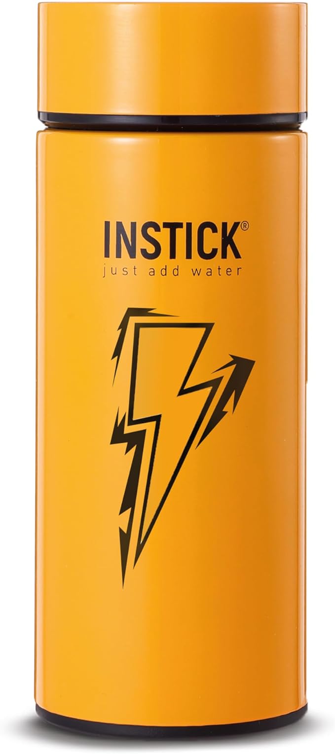 INSTICK Isolierbecher Orange 300 ml – mit Energy Motiv – Isolier-To-Go-Becher für Kaffee, auslaufsicher für heiße & kalte Getränke, ideal für unterwegs, Büro und Reisen