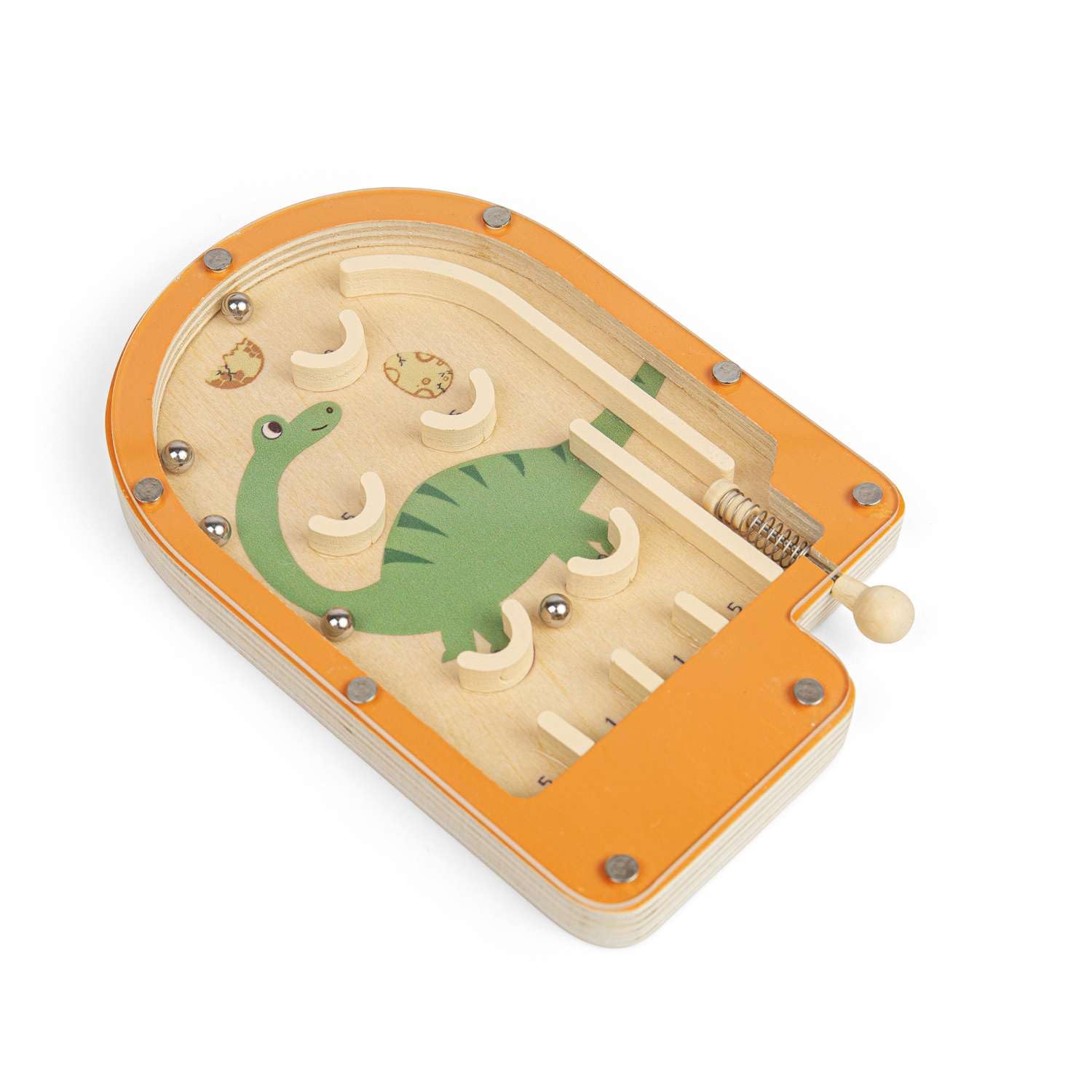 Bigjigs Toys Pinball Game (Diplodocus) - Mini Wooden Dinosaur Game, Pocket Money Gifts For Girls & Boys, Kids Party Bag Fillers, Age 3 Years Old +