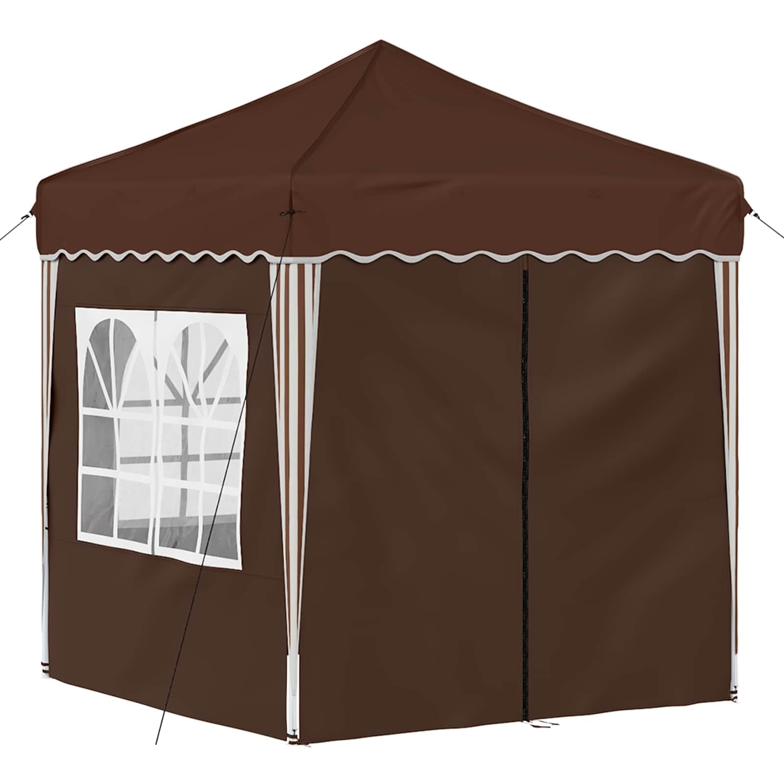 Pop up namiot imprezowy 195 x 195 x 245 cm, brązowy, materiał Oxford, namiot ogrodowy, namiot składany, namiot na imprezy z 4 ścianami bocznymi i ochroną przed promieniowaniem UV, do ogrodu