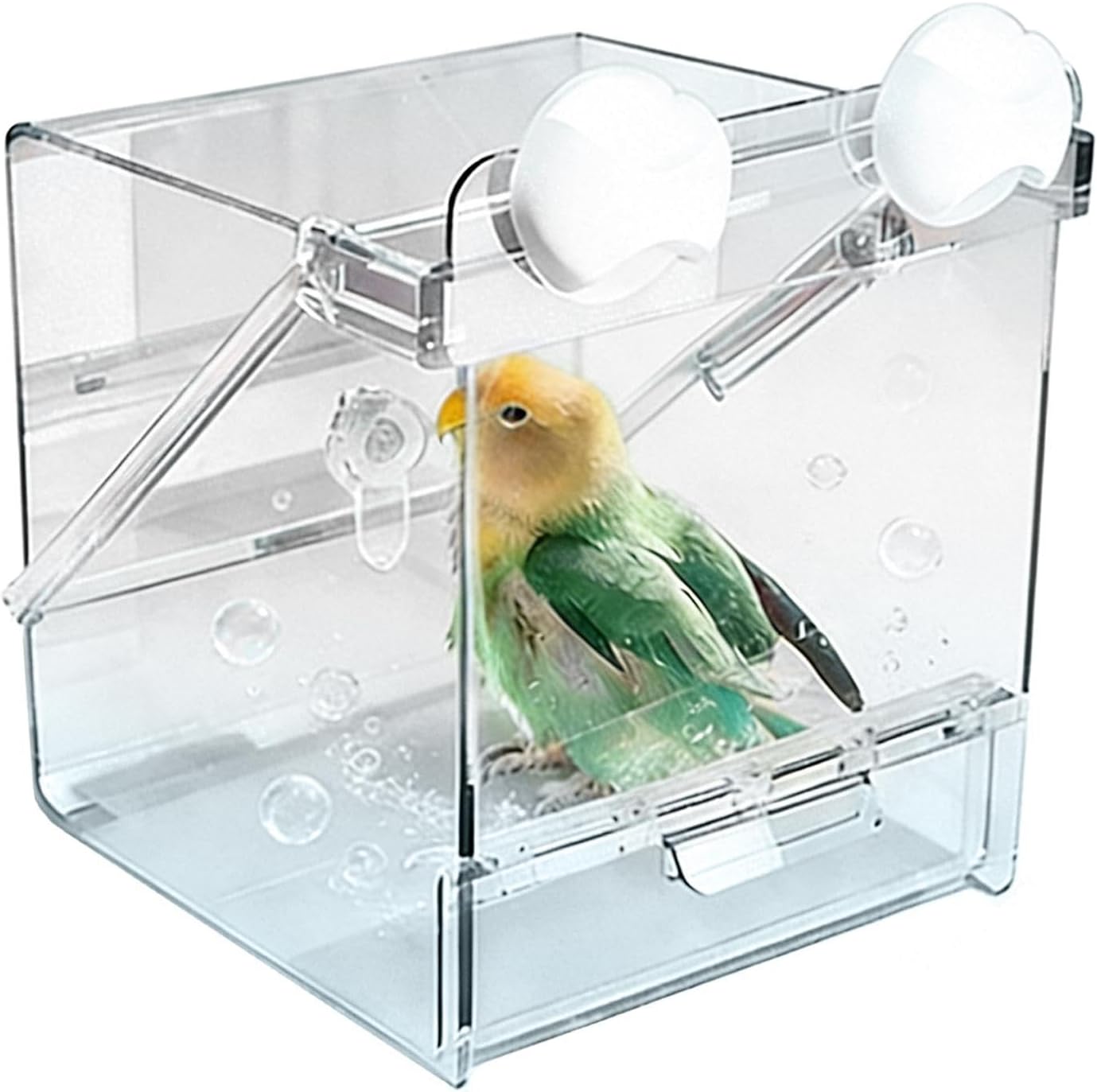 Bird Bath Cage, No-Leakage Bird Bathtub, Pet Bath - Clear Bathtub, Parrot Baths | Hanging Hooks Cage Accessory for Feeding Small Medium Cockatiel Lovebird Finch Cockatoo Canary Aviary