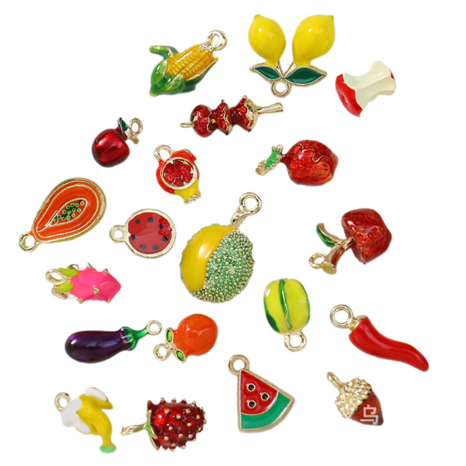 Msioytog Multi-Color Fruit Pendants for Jewelry, Sturdy Coated Alloy Craft Charms with Easy Hook Design Jewelry Findings Alloy Fruit Pendant Charm