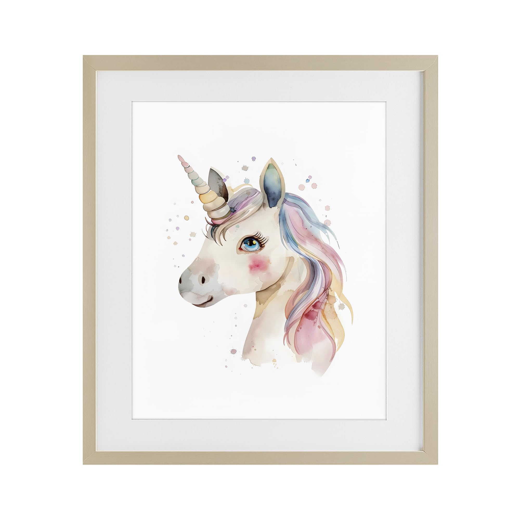Stupell Industries Dreamy Pastel Unicorn Portrait 'Dreamy Pastel Unicorn'| Framed Print Under Glass