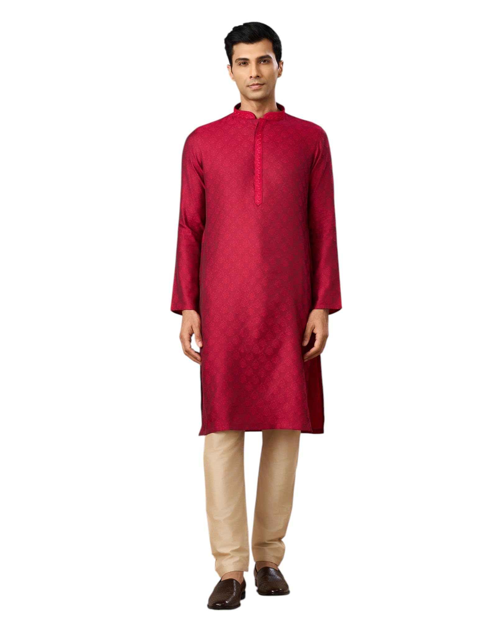 manyavar Men's Blended Viscose Self-Design Kurta Pyjama Set (2pcs)-picture-32