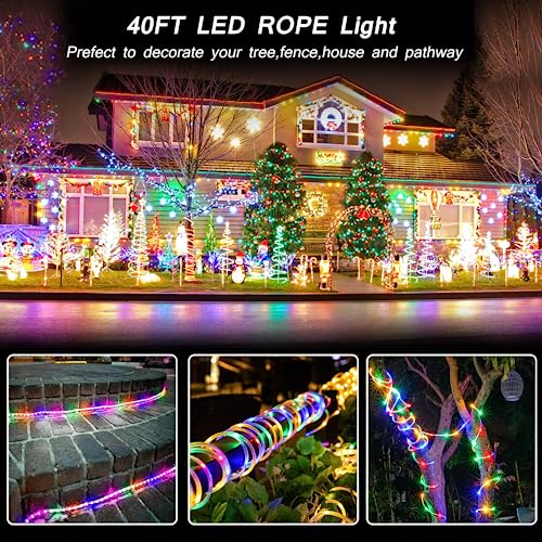 image for Bebrant LED Rope Lights Battery Operated String Lights-40Ft 120 LEDs 8