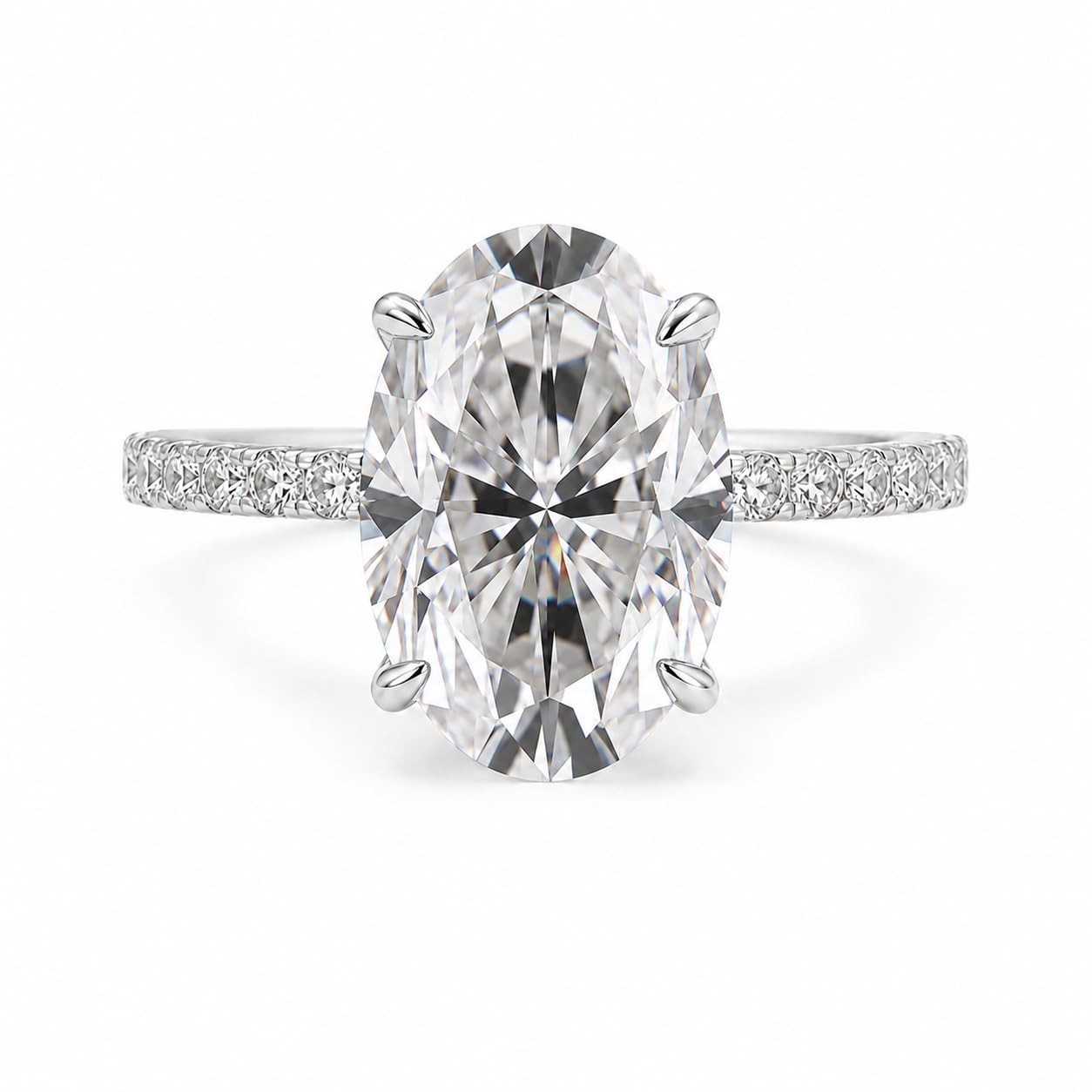 Effinny Sterling Silver Oval Moissanite Ring