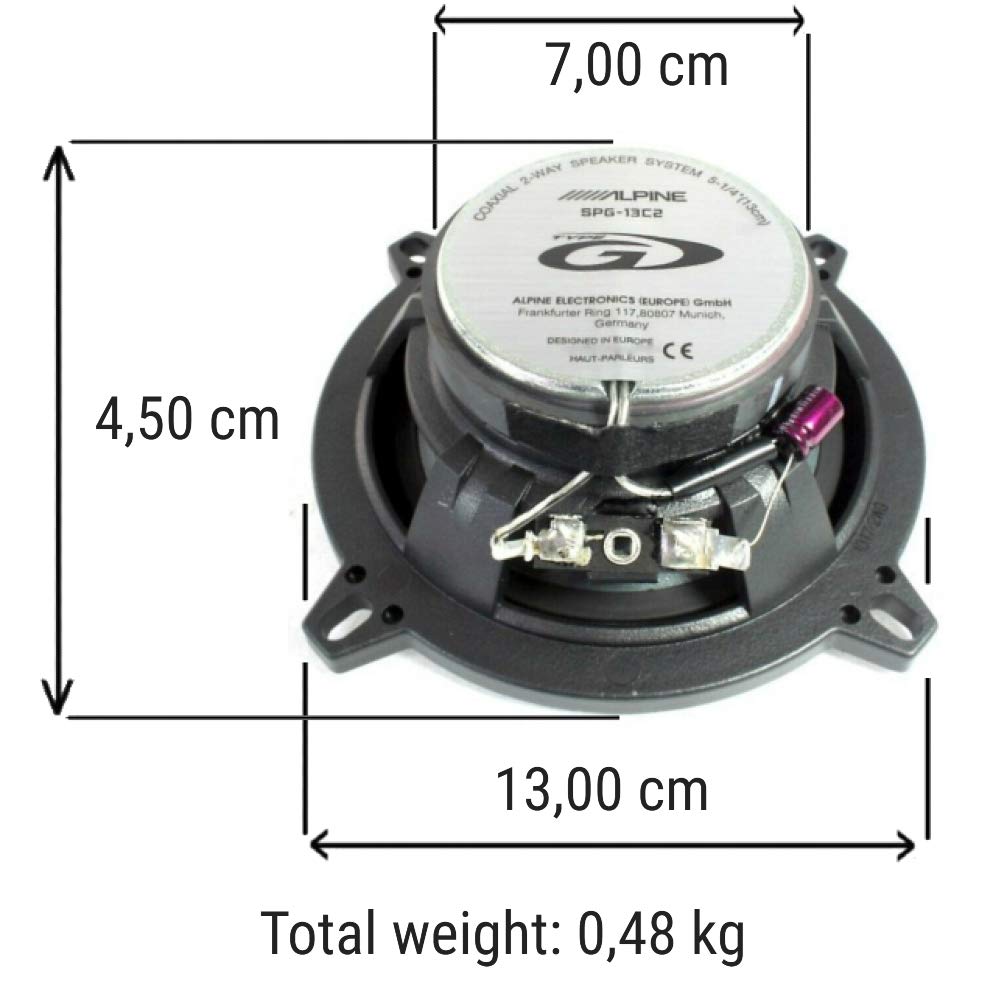 2 Speaker 2 Way Coaxial ALPINE SPG-13C2 SPG13C2 5.25