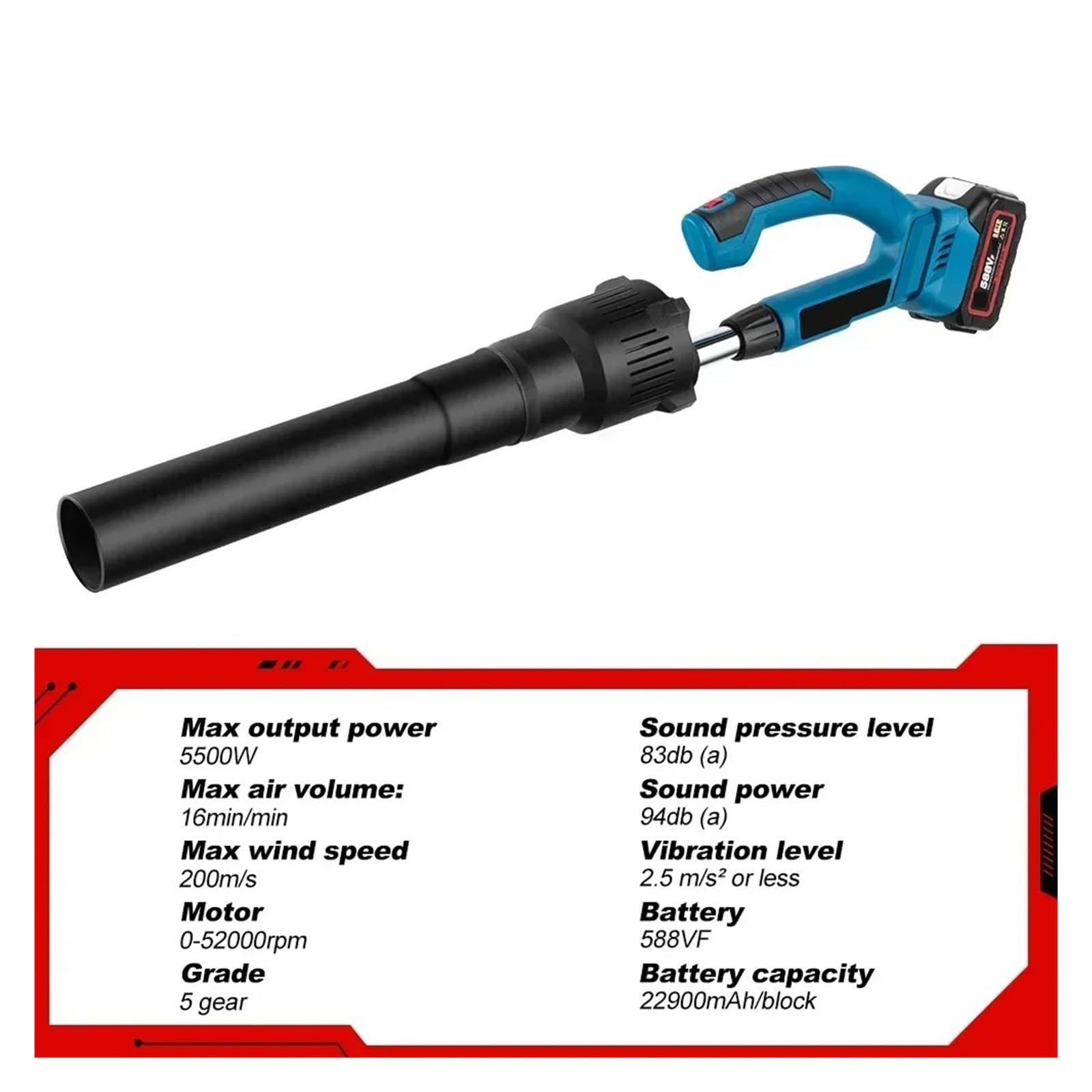 Dmuchawa Do LiśCi 5500W 52000RPM Bezszczotkowa Dmuchawa Akumulatorowa Elektryczna Dmuchawa Powietrza Odśnieżarka Zamiatarka Narzędzia Ogrodnicze Do Akumulatora 18V łAtwy W UżYciu(1 Battery)