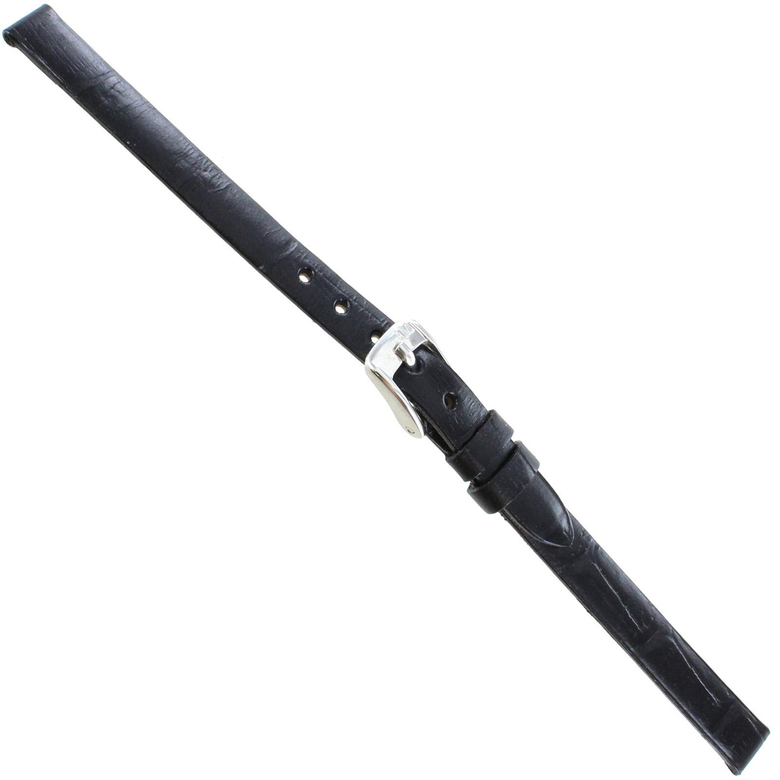 8mm Morellato Alligator Grain Genuine Leather Black Ladies Watch Band Strap 2860