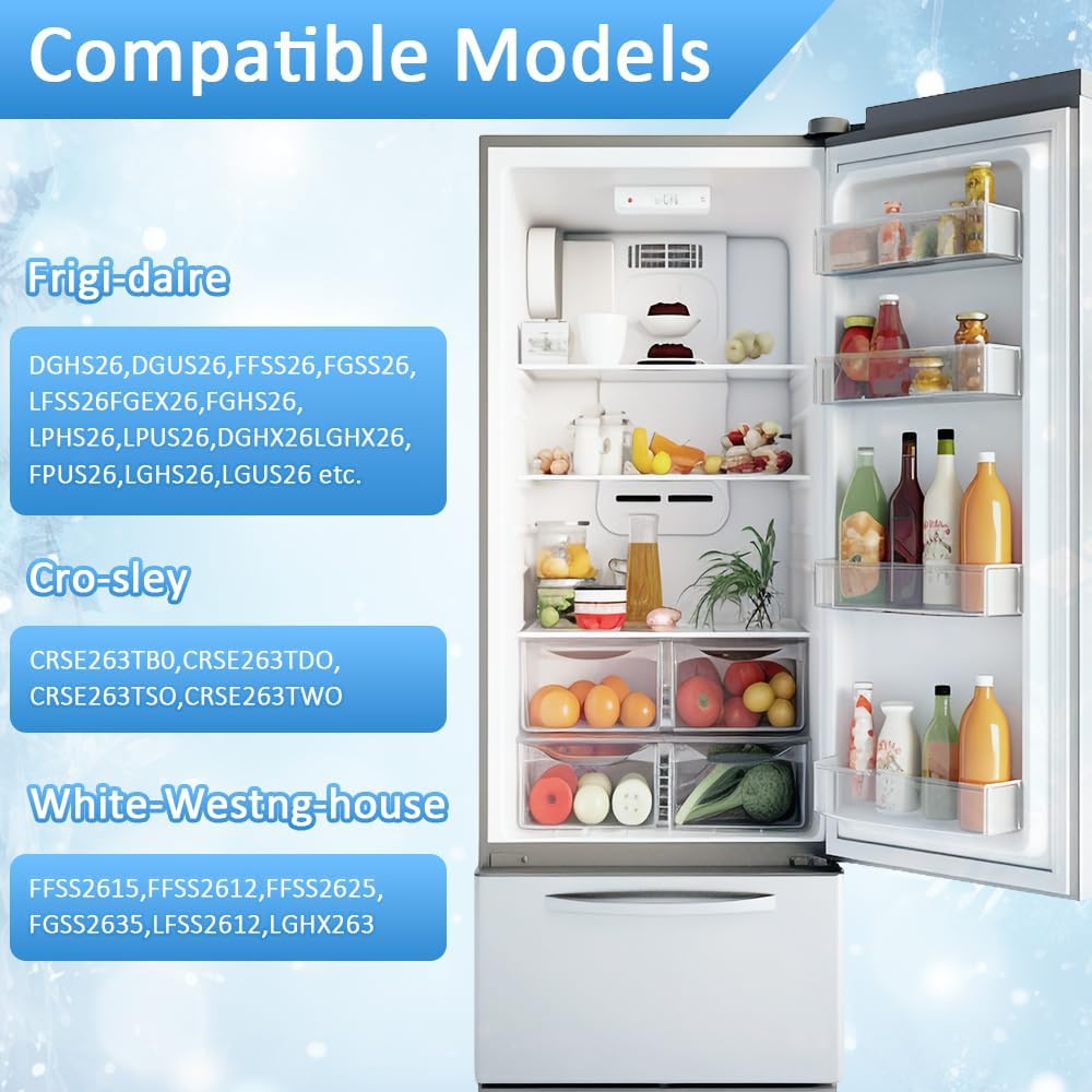 WKZO 241969501 Refrigerator Shelf Frame (without Glass) Crisper Pan Cover for Frigidaire Refrigerator Door Shelf Frame Drawer Replacement Parts AP4433007,PS2363832,1512992