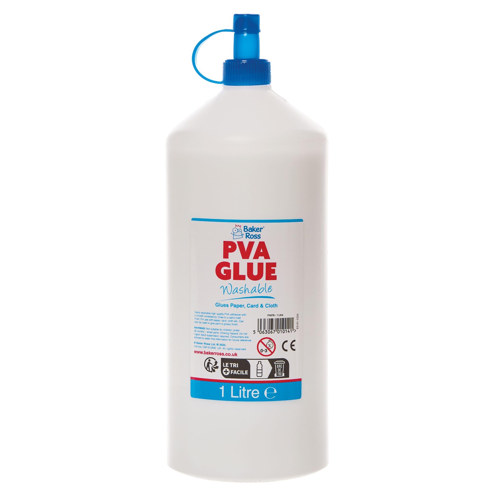  - Baker Ross Fn 078 Washable Pva Glue1 LitreFor SchoolsTeaching SuppliesMultipurpose WoodPaper Card