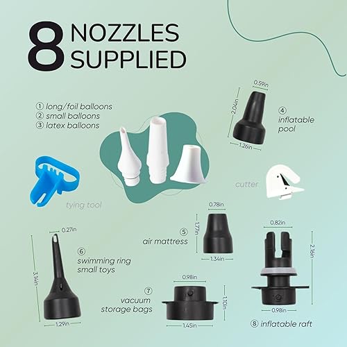 Miniatura 9 de Bomba de aire eléctrica 3 en 1 para todos los globos e inflables, puertos de inflado triples para inflado de globos de látex de 260q de papel de