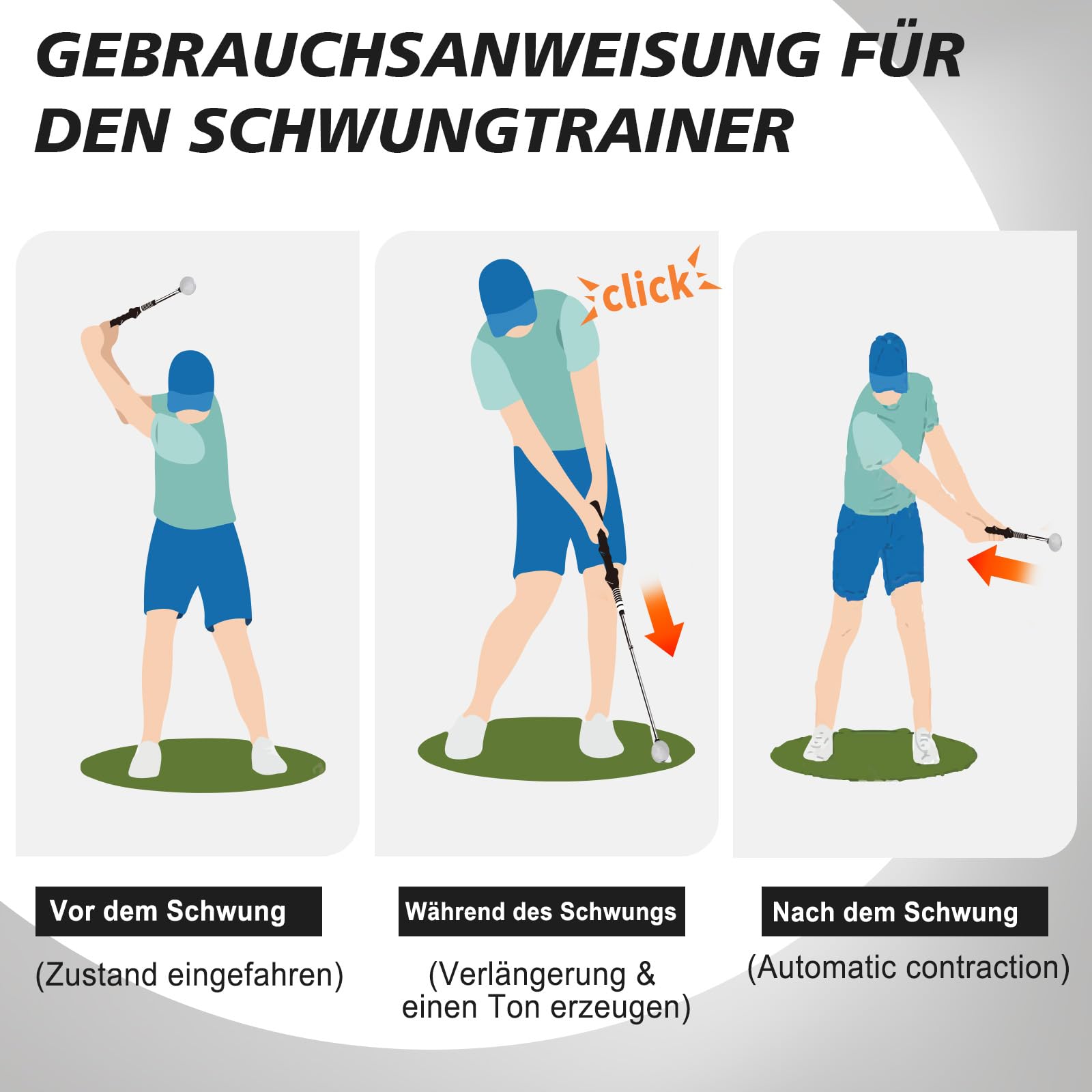 Golf Schwungtrainer, Ausziehbarer Golf Swing Trainer für Stärke & Rhythmus Golf Zubehör für Männer, Indoor-Übung, Perfekte Golf Geschenke für Männer, Golf Swing Trainer für Anfänger & Fortgeschrittene