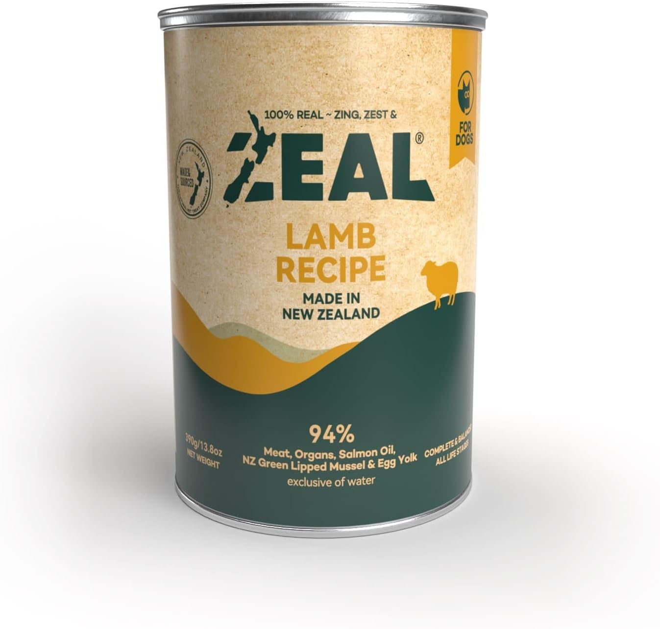 Grain Free Lamb Recipe, All life Stages Dog Wet Food 390g - Made in New Zealand