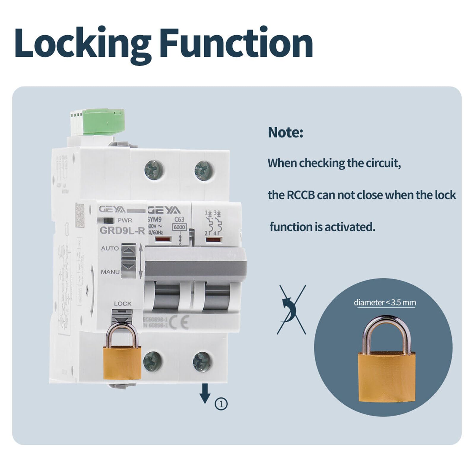 GEYA Auto recloser Device Coupled with Miniature Circuit Breaker Self-Reclosing MCB Device Smart Home (Auto Recloser AC220V+2P-MCB-40A) - Image 3